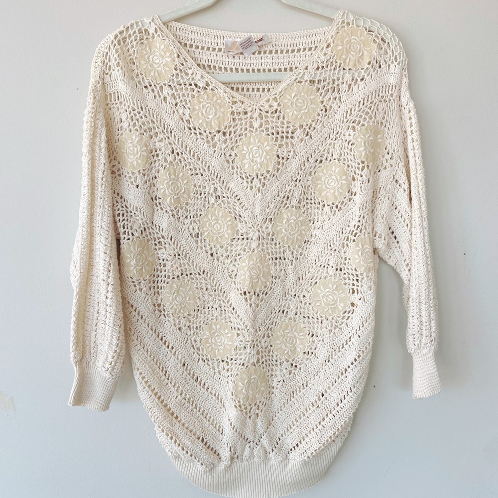 Vintage 90s Knit Floral Sweater